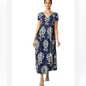 Eshakti Elegant Navy and White Floral Dress size XL
